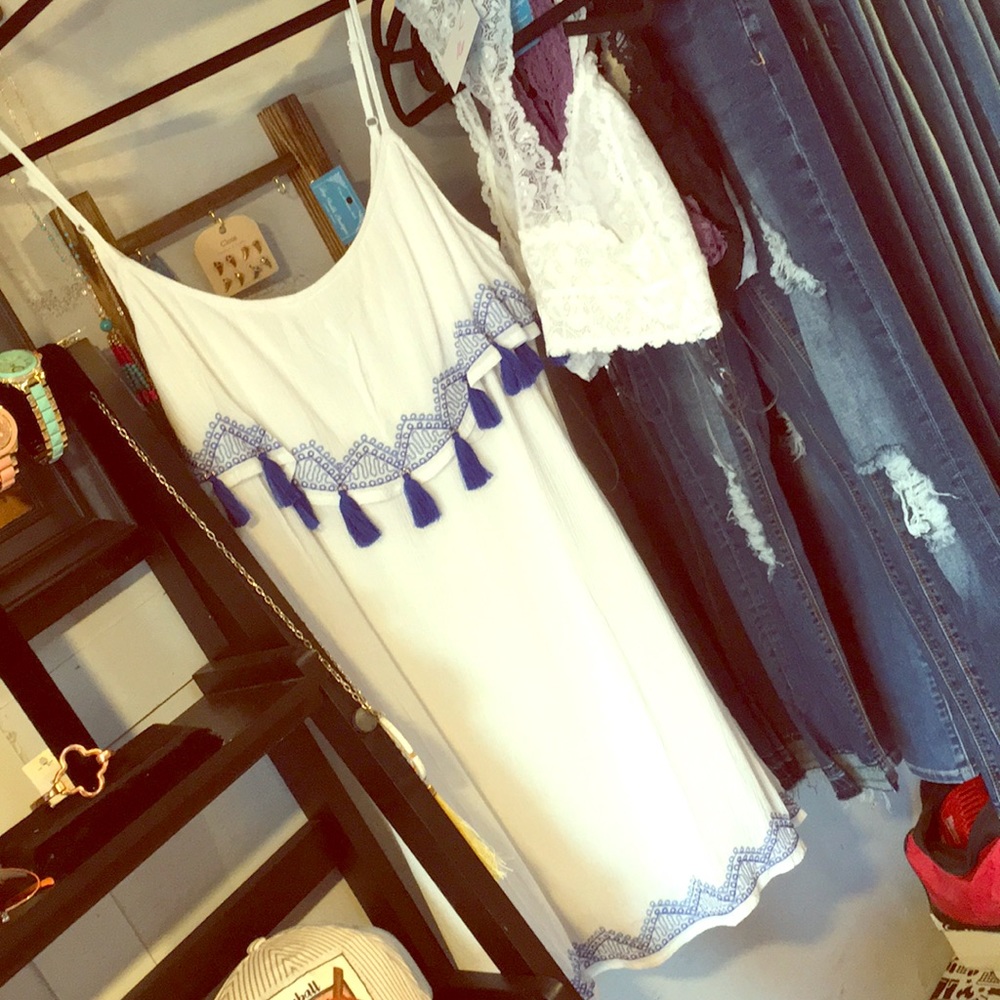 Pom Pom White Dress